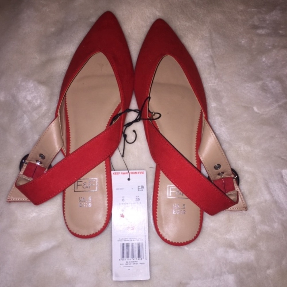 F&F Red Suede Slingback Flats